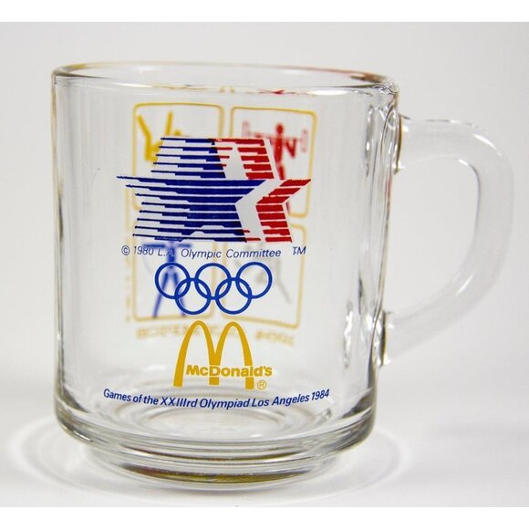 Vintage Anchor Hocking McDonald's 1984 XXIII Summer Olympics Glass Coffee Mug - Picture 1 of 10